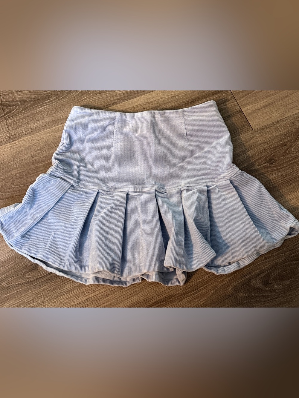 Forever 21 Blue Corduroy Drop Waist Pleated Mini Skirt Size M Casual Preppy